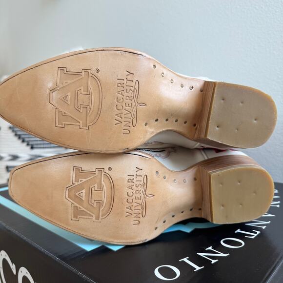 Vaccari Women's Naomi Western Game Day Leather Boots Auburn Tigers -Bone Size 9 - Picture 9 of 16